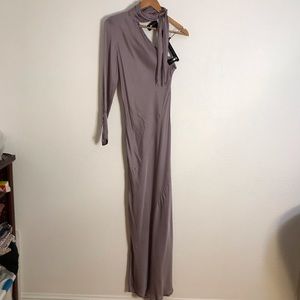 Young Fabulous & Broke Lavender Satin silk one shoulder Febe Bias Maxi Dress